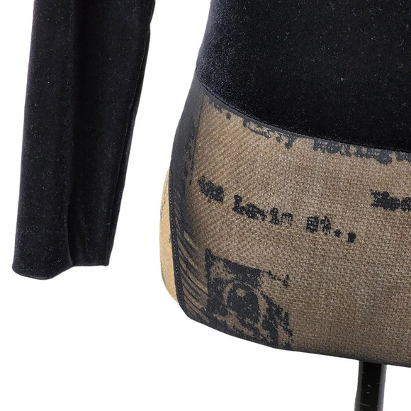 Sagaie France Vintage Womens Designer Satin Velor Tuxedo Body Suit Size 2 Black - Picture 13 of 16